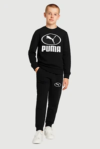 Boys Circle Puma Logo Graphic Sweatshirt and Joggers