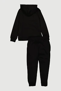 Boys NBA Basketball Graphic Hooded Sweatshirt and Sweatpants, Black, Size 10-12