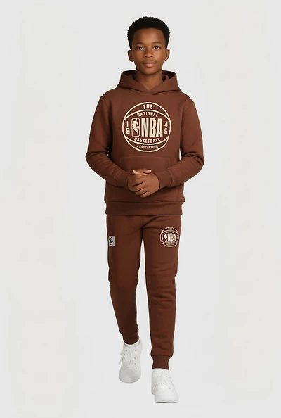 Boys NBA 1946 Graphic Hooded Sweatshirt and Sweatpants, Brown,