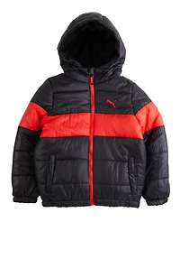 Boys Puma Stripe Detail Puffer Jacket, Black, Size 8