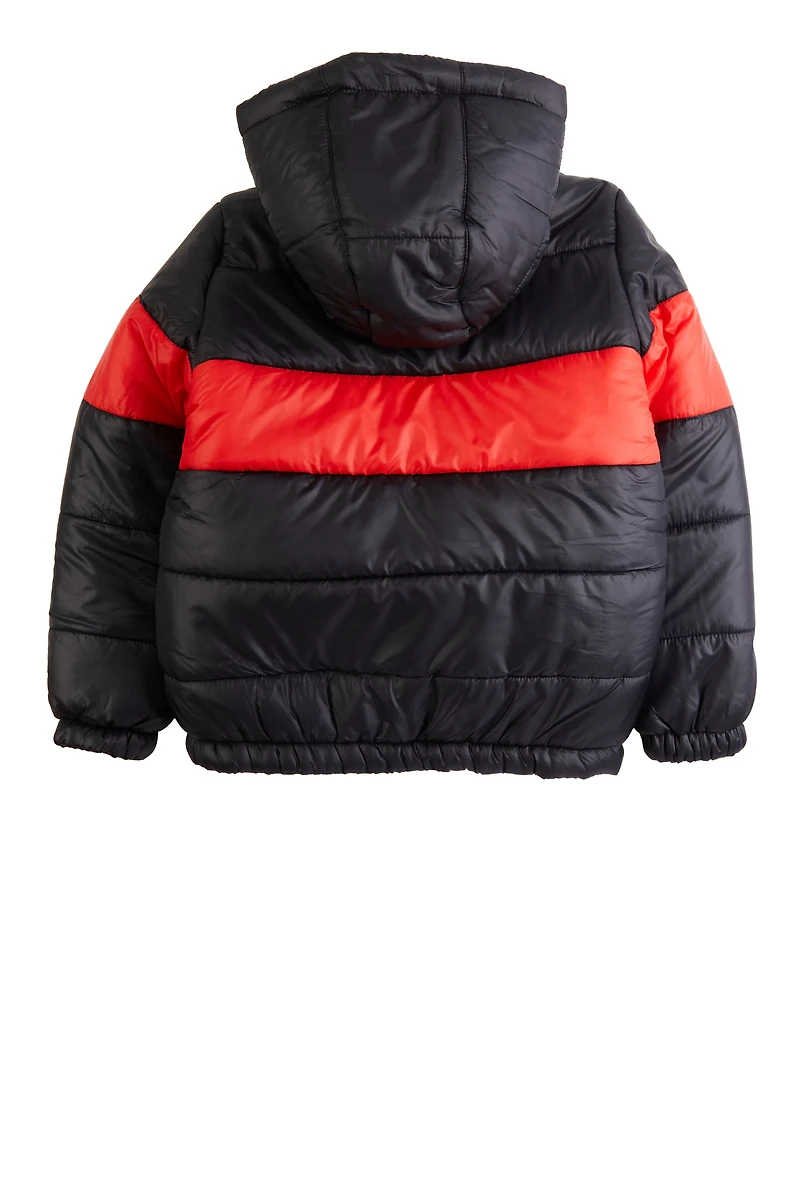 Boys Puma Stripe Detail Puffer Jacket, Black, Size 8