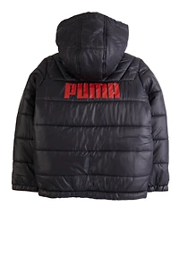 Boys Puma Logo Puffer Jacket, Black,