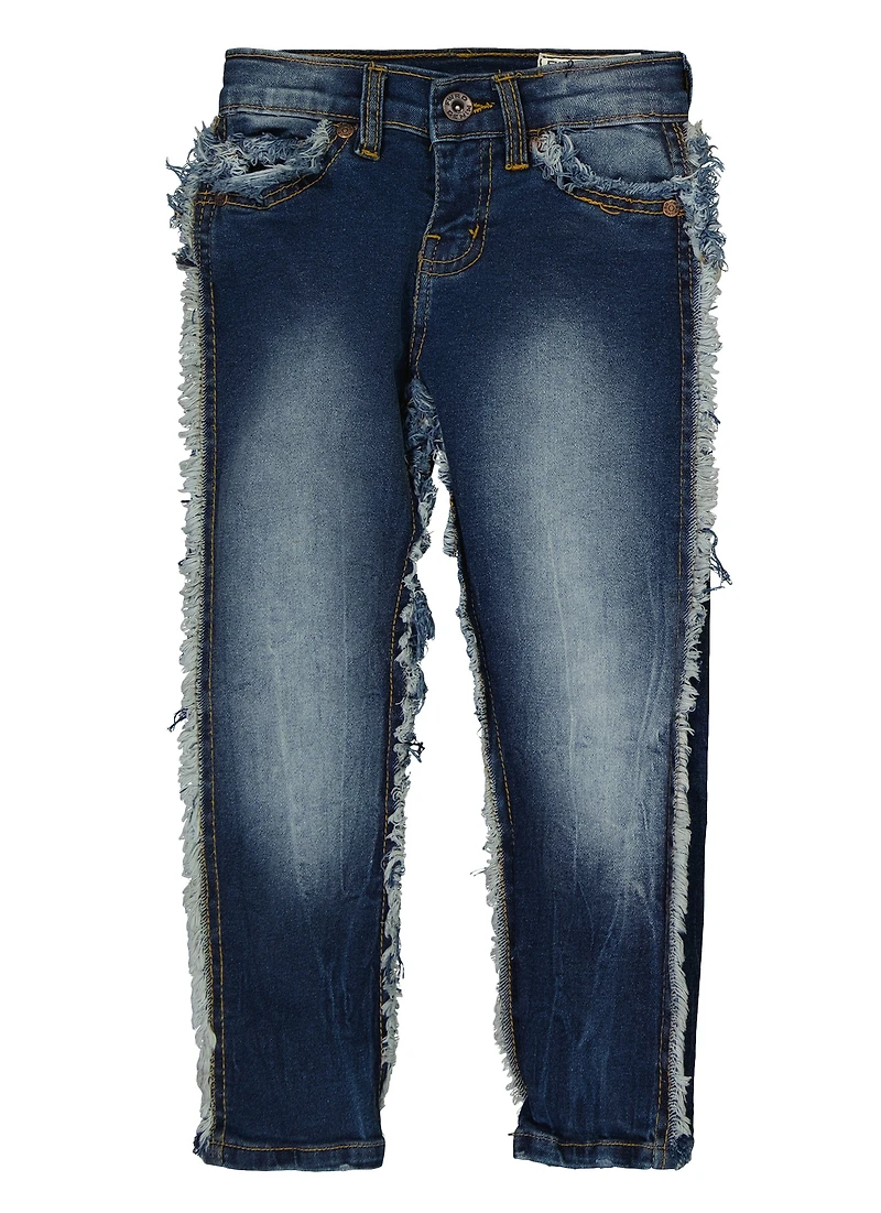 Little Boys Skinny Frayed Jeans, Blue, Size 4