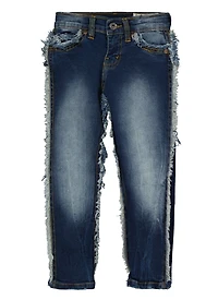 Little Boys Skinny Frayed Jeans, Blue, Size 4