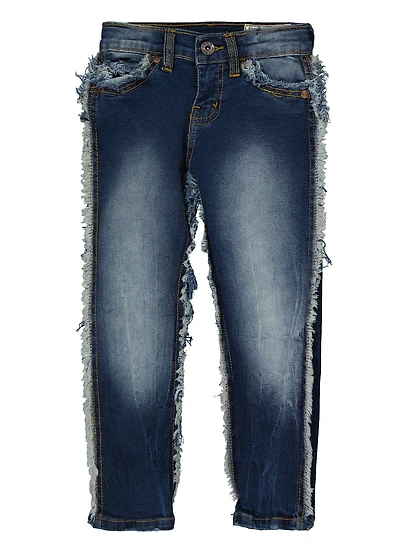Little Boys Skinny Frayed Jeans, Blue, Size 5