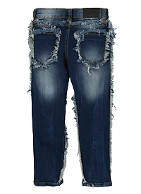 Little Boys Skinny Frayed Jeans, Blue, Size 4