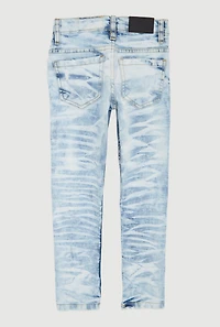 Little Boys Distressed Patch and Repair Skinny Jeans, Blue, Size 5