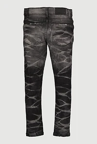 Little Boys Whiskered Distressed Patchwork Jeans, Black, Size 6