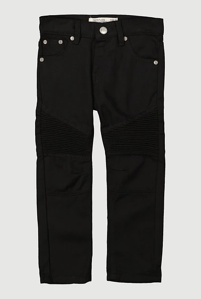 Little Boys Decorative Stitch Moto Jeans, Black, Size 7