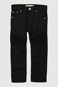 Little Boys Decorative Stitch Moto Jeans, Black, Size 7