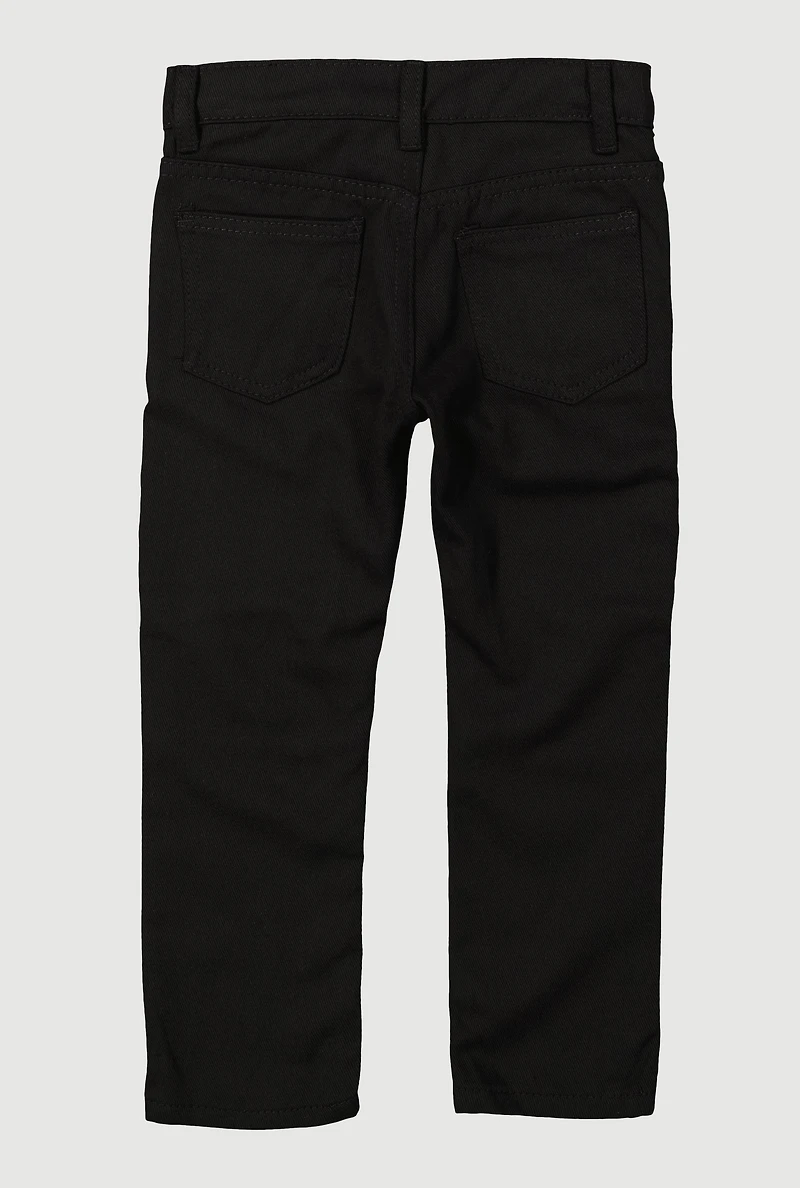 Little Boys Decorative Stitch Moto Jeans, Black, Size 5