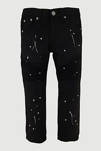 Little Boys Paint Splatter Moto Jeans, Black,