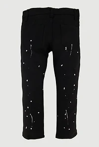 Little Boys Paint Splatter Moto Jeans, Black, Size 6