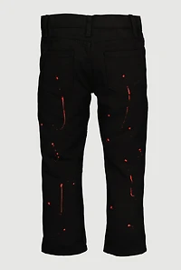 Little Boys Moto Paint Splatter Jeans, Black, Size 4