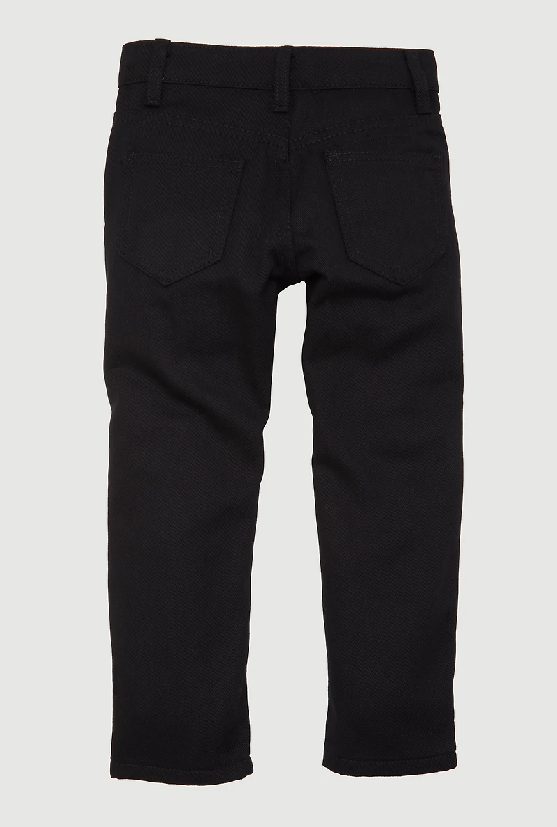 Little Boys Patch and Repair Straight Leg Jeans, Black, Size 5