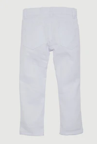 Little Boys Frayed Patch and Repair Jeans, White, Size 4