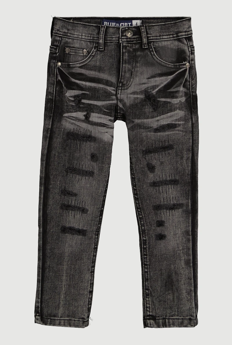 Little Boys Distressed Whiskered Slim Leg Jeans