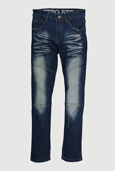 Boys Skinny Leg Stretch Moto Jeans, Blue, Size 16