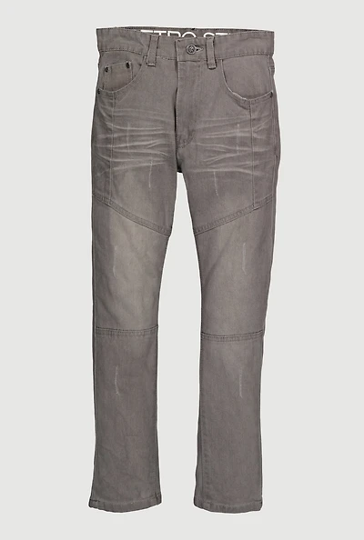 Boys Stretch Skinny Leg Moto Jeans, Grey, Size 18