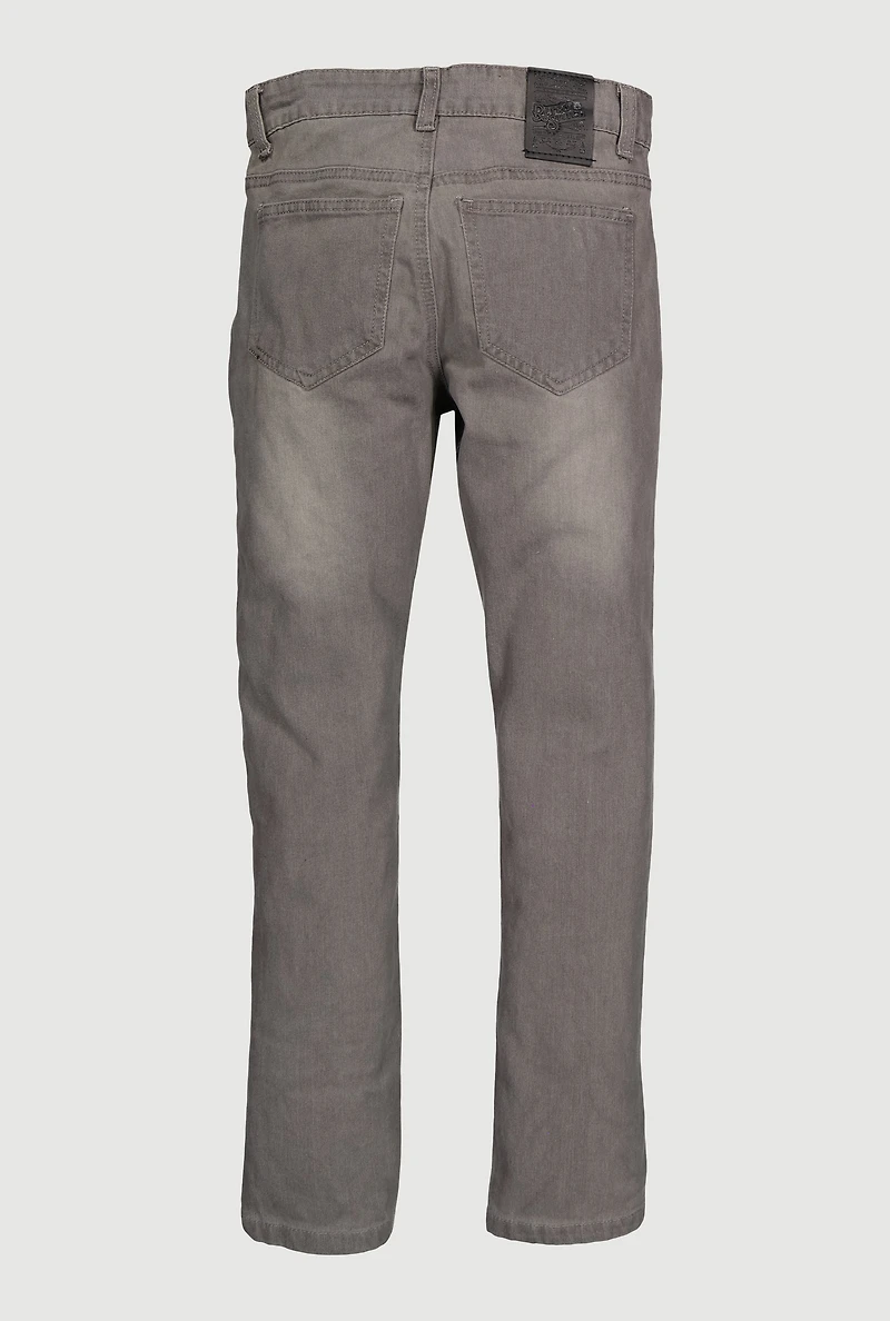 Boys Stretch Skinny Leg Moto Jeans, Grey, Size 8
