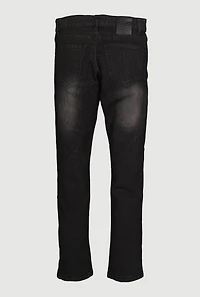 Boys Whiskered Stretch Moto Jeans, Black, Size 18