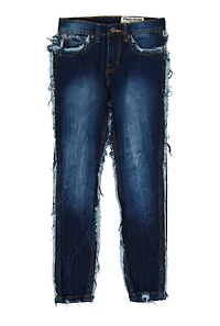 Boys Frayed Slim Jeans, Blue, Size 12