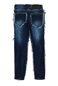 Boys Frayed Slim Jeans, Blue, Size 16