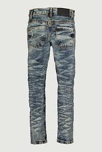 Boys Whiskered Distressed Skinny Jeans, Blue, Size 14