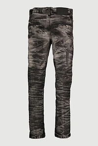 Boys Whiskered Skinny Leg Distressed Jeans, Black,
