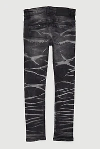 Boys Whiskered Distress and Repair Skinny Jeans, Black,