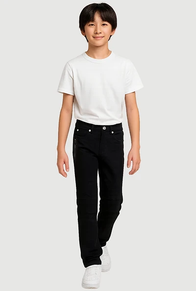 Boys Zip Detail Moto Jeans