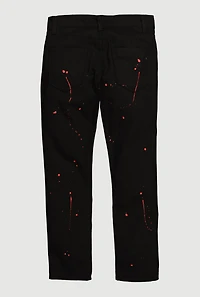 Boys Distressed Jeans with Paint Splatter, Black, Size 14
