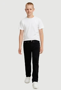 Boys Patch and Repair Straight Leg Jeans, Black, Size 16