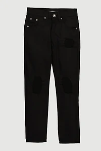 Boys Patch and Repair Straight Leg Jeans, Black, Size 16