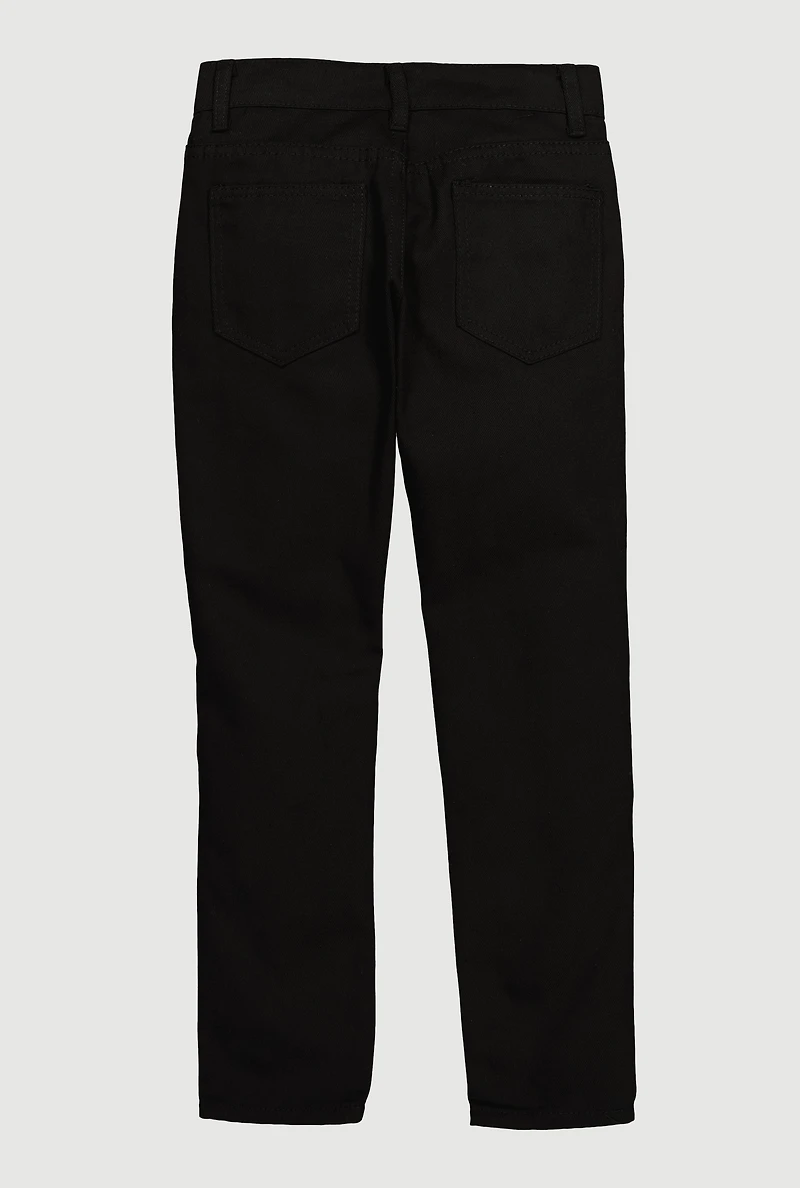 Boys Patch and Repair Straight Leg Jeans, Black, Size 16