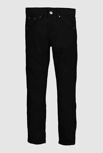 Boys Embroidered Pocket Detail Skinny Jeans, Black, Size 12