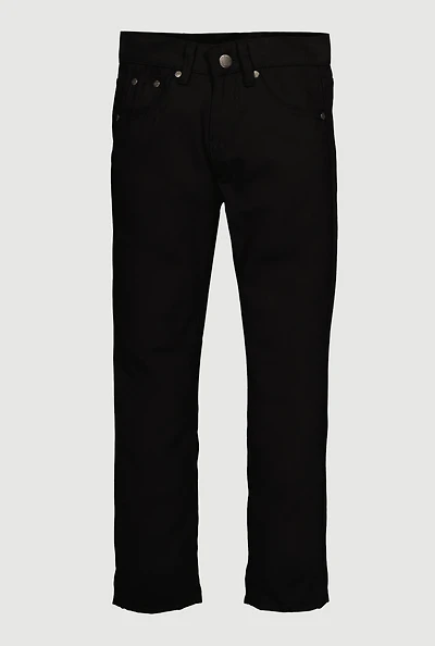 Boys Embroidered Detail Skinny Jeans, Black, Size 12