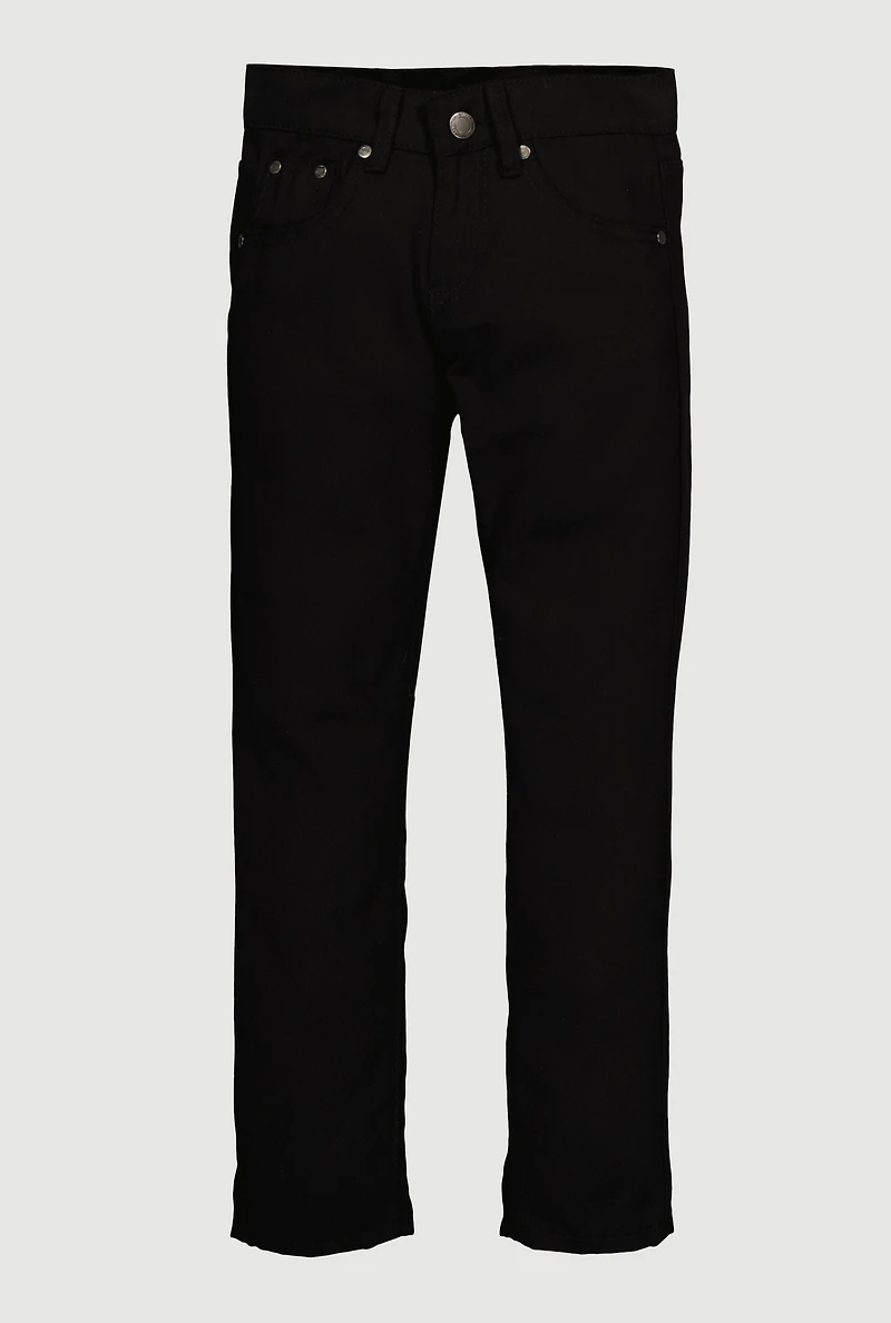 Boys Embroidered Detail Skinny Jeans, Black, Size 12