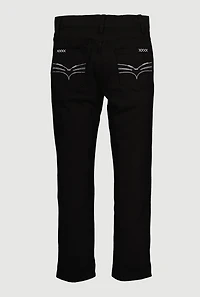 Boys Embroidered Detail Skinny Jeans, Black, Size 12