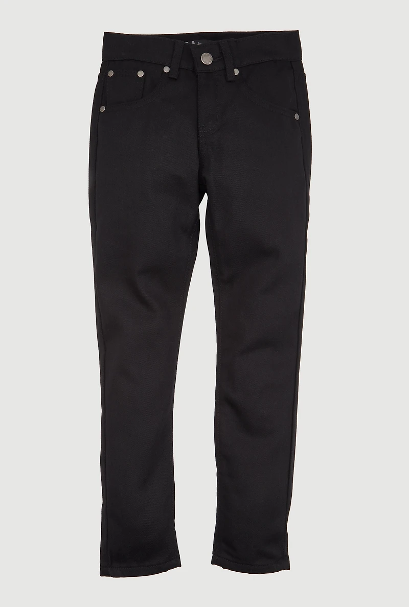Boys Blue Stitch Embroidered Skinny Jeans, Black, Size 16