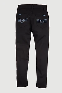 Boys Blue Stitch Embroidered Skinny Jeans, Black, Size 16