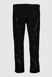 Boys Mid Rise Skinny Paint Splatter Jeans, Black, Size 18