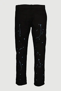 Boys Mid Rise Paint Splatter Skinny Jeans, Black, Size 16