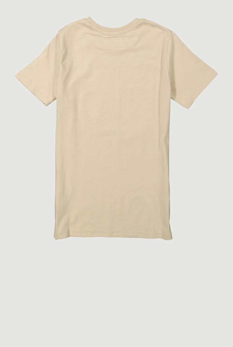 Boys Level Up Camouflage Graphic Patch Crew Neck T-Shirt, Beige, Size 18-20