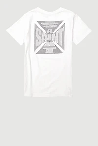 Boys Rhinestone Saint Crew Neck Short Sleeve T-Shirt, White, Size 10-12