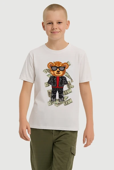 Boys Money Teddy Embroidered Graphic Tee, Multi, Size 18-20