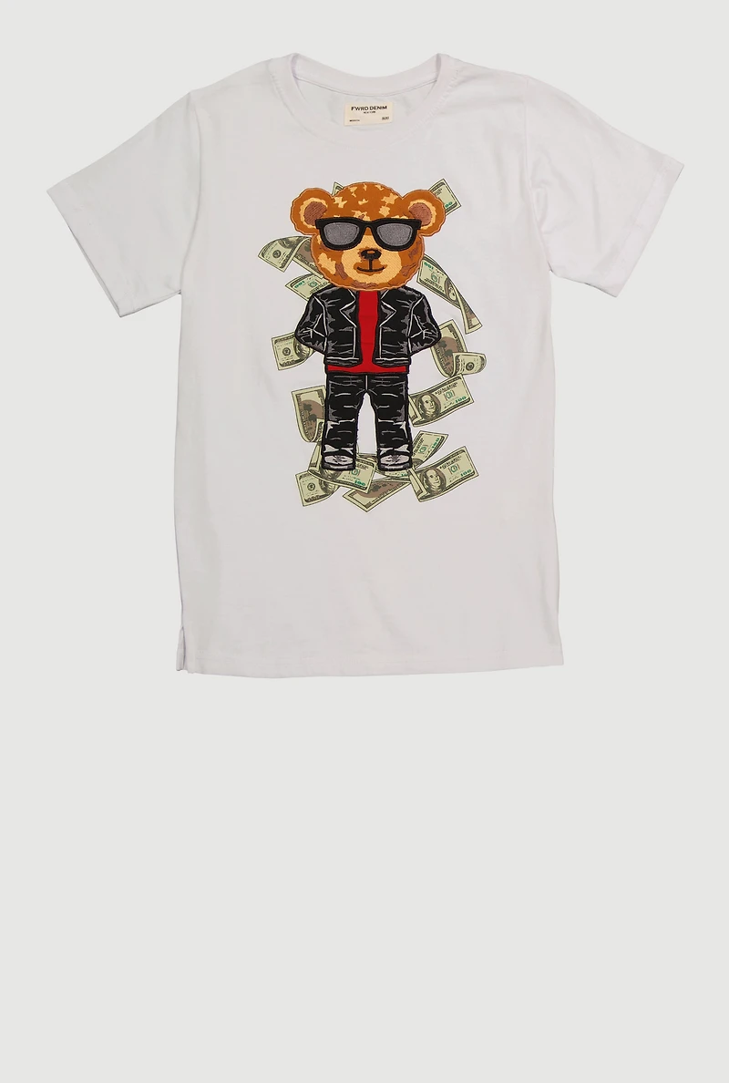 Boys Money Teddy Embroidered Graphic Tee, Multi, Size 14-16