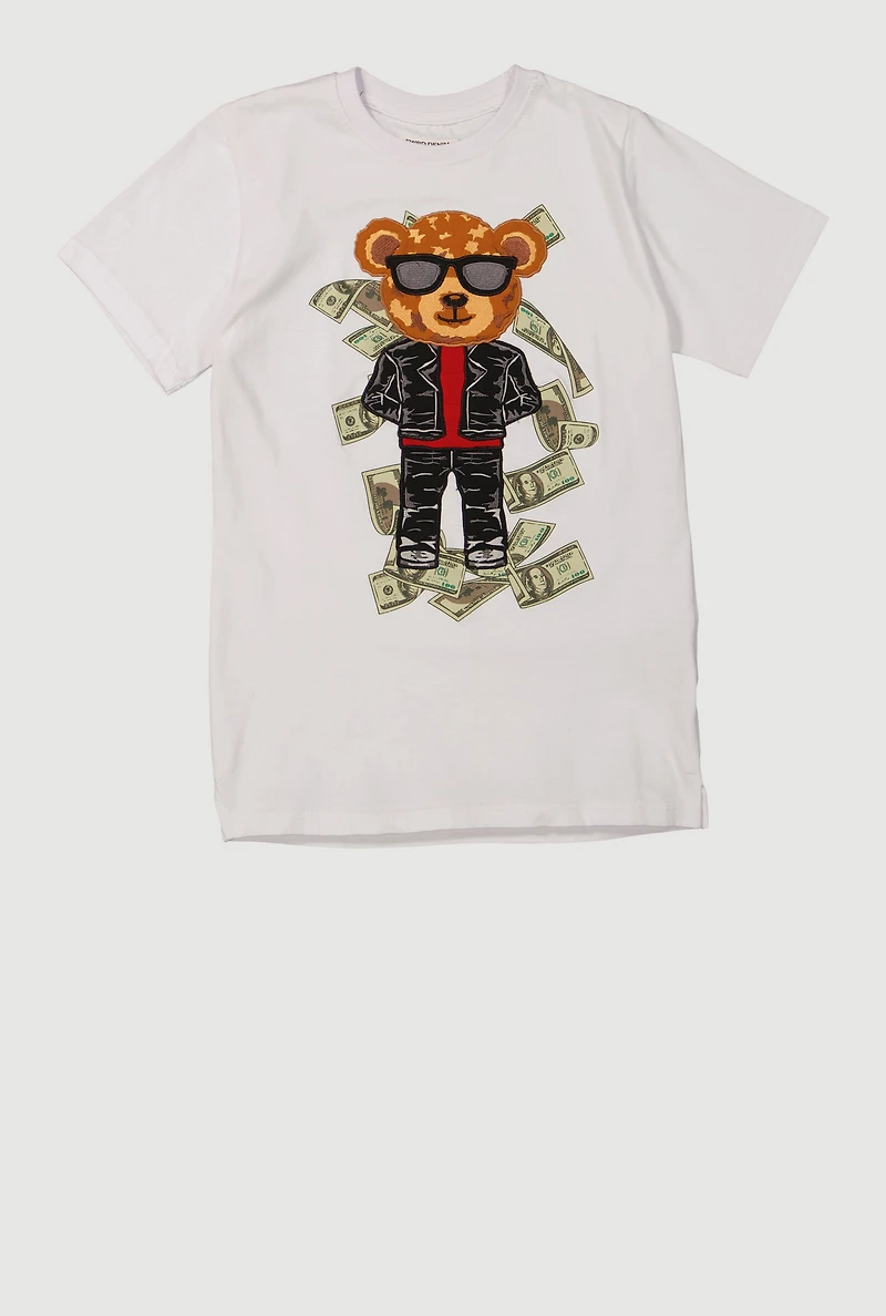 Boys Chenille Money Bear Patch Graphic Tee, Multi, Size 18-20