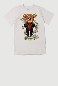 Boys Chenille Money Bear Patch Graphic Tee