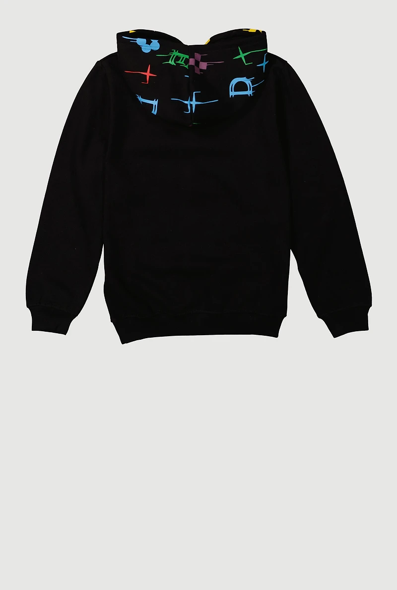 Boys DLXE Drip Pattern Graphic Pullover Hoodie, Black, Size 10-12